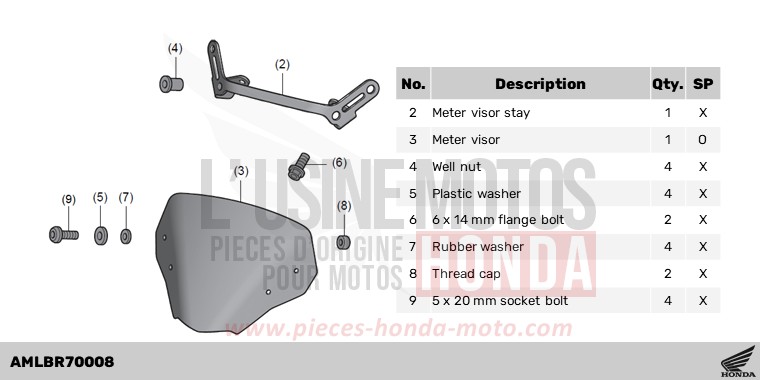 METER VISOR de Hornet 750 PEARL GLARE WHITE (NHB53) 2023